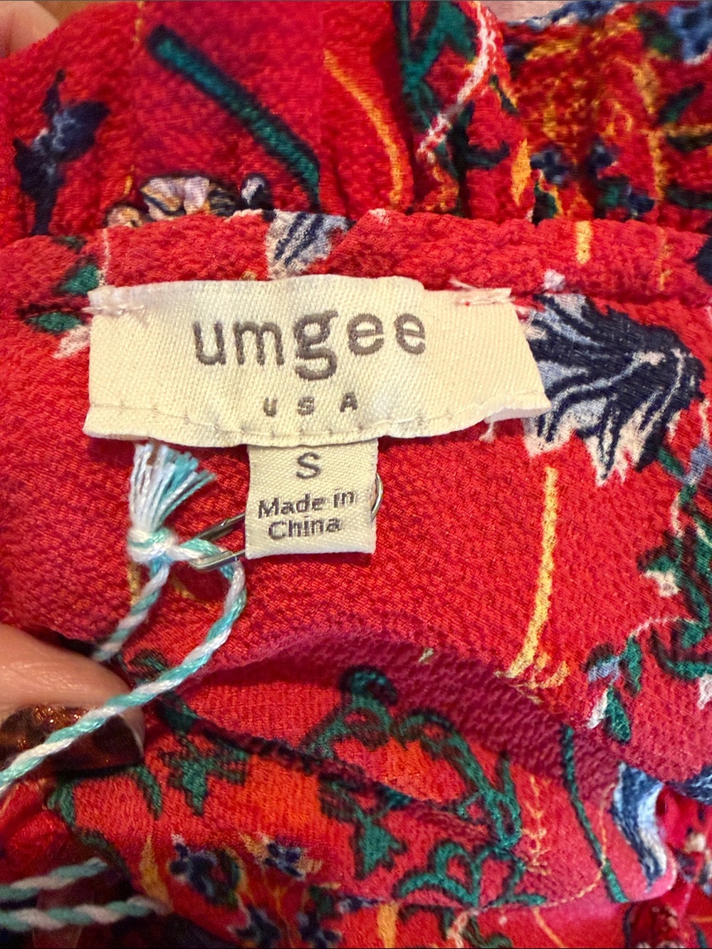 Umgee Red One-Shoulder Floral Ruffle Dress - Picture 6 of 6